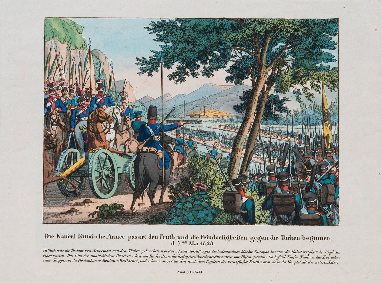 Russische Armee überquert den Pruth-Fluss nach Moldawien im Mai 1828 von Anonymous Anonymous