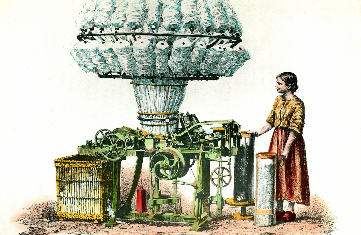 Habner-Kamm zum Spinnen von Wolle. Gravur des 19. Jahrhunderts Private Sammlung. von Anonymous Anonymous
