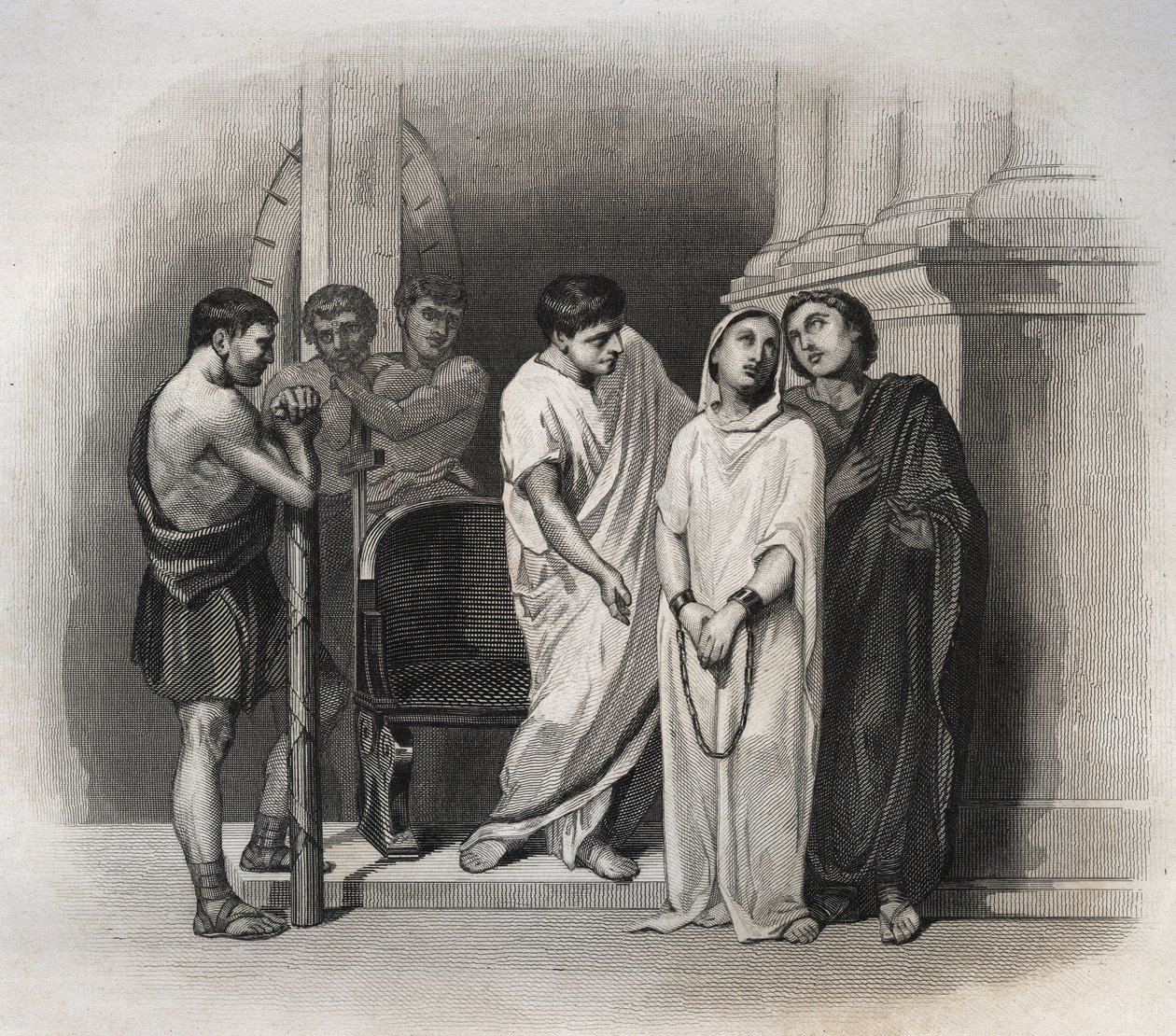 Heilige Victoria, erlitt das Martyrium in Karthago mit dem Heiligen Saturnin im Jahr 304. Gravur von 1846 in „Lives of the saints“. Private Sammlung. von Anonymous Anonymous