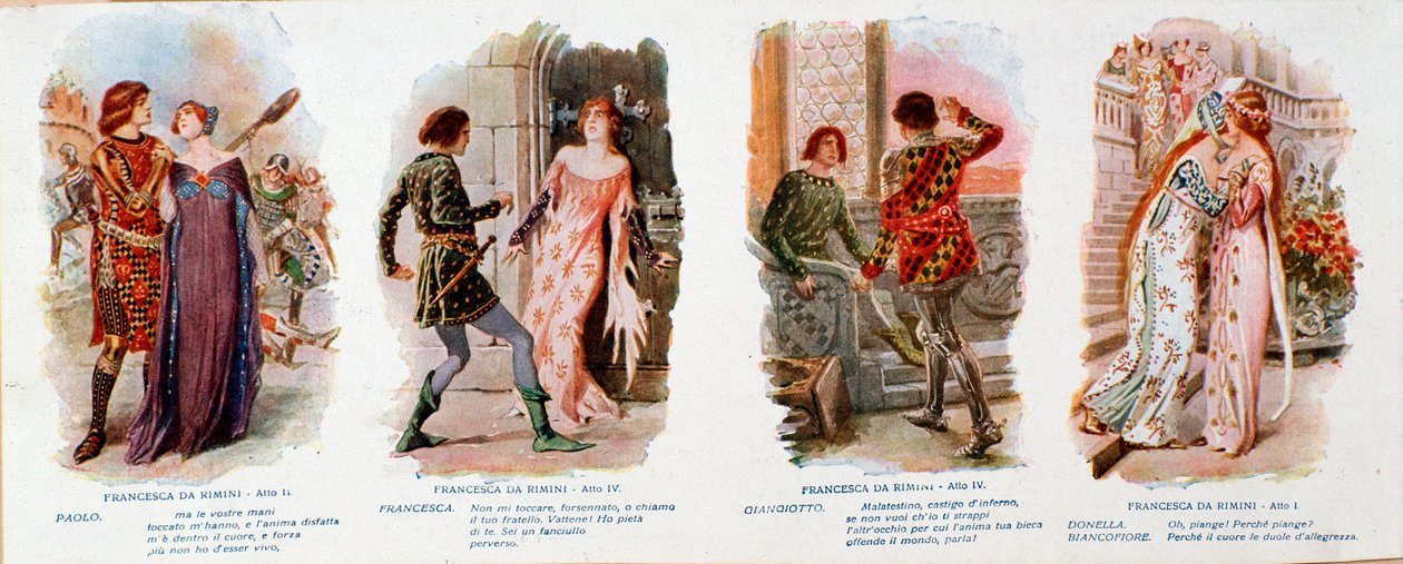 Illustrationen für „Francesca da Rimini“, Oper von Zandonai von Anonymous Anonymous