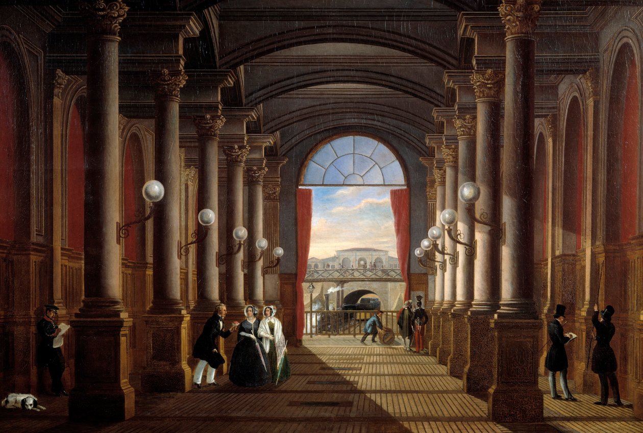 Innenansicht des ehemaligen Bahnhofs Saint Lazare (1845) von Anonymous Anonymous