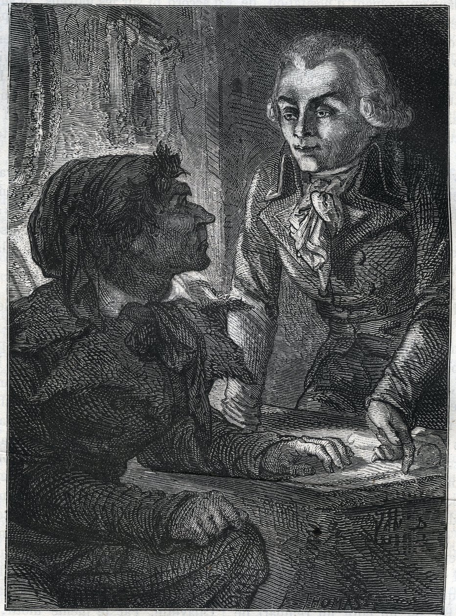 Jean-Paul (Jean Paul) Marat (1743-1793) mit Maximilian Robespierre (1758-1794). Gravur von 1866 in „Histoire de la Révolution française“ von Adolphe Thiers. Private Sammlung. von Anonymous Anonymous
