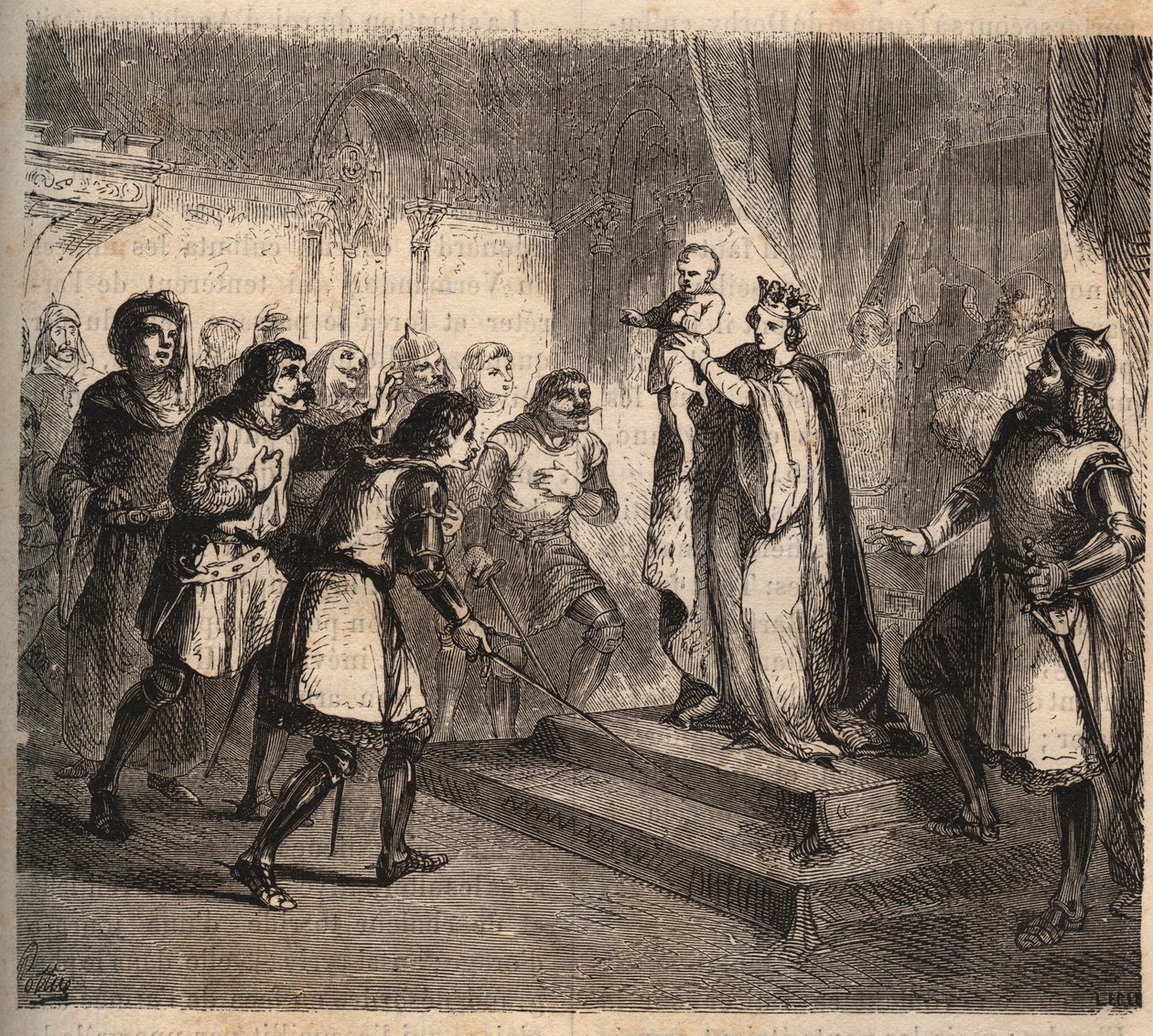 Johanna von Flandern (1295-1374), Ehefrau von Jean de Montfort, Herzog der Bretagne (1293-1345) stellt ihren Sohn, Johann IV. von Bretagne, Graf von Montfort (bekannt als der Tapfere oder der Eroberer) vor von Anonymous Anonymous