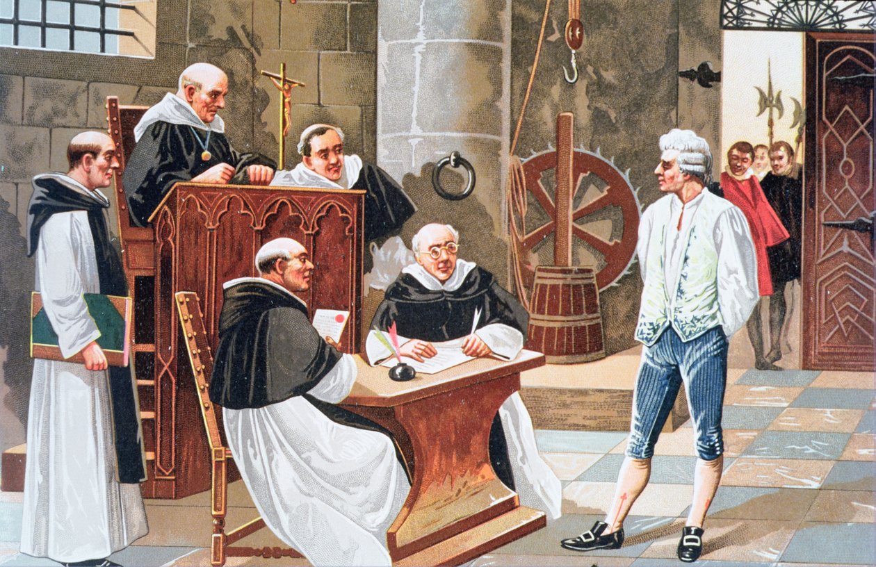 Urteil am Hof von Ginebra des spanischen Theologen Miguel Serveto, der 1553 wegen Ketzerei auf dem Scheiterhaufen verbrannt wurde von Anonymous Anonymous