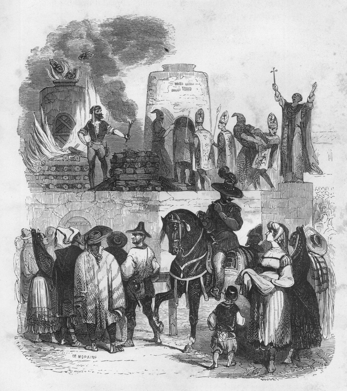 Le Bruloir - Verbrennung auf dem Scheiterhaufen - Illustration in „Mystères of the Inquisition and other secret societies of Spain“ von Victor de Fereal, Suberwick, Manuel Galo de Cuendias. von Anonymous Anonymous