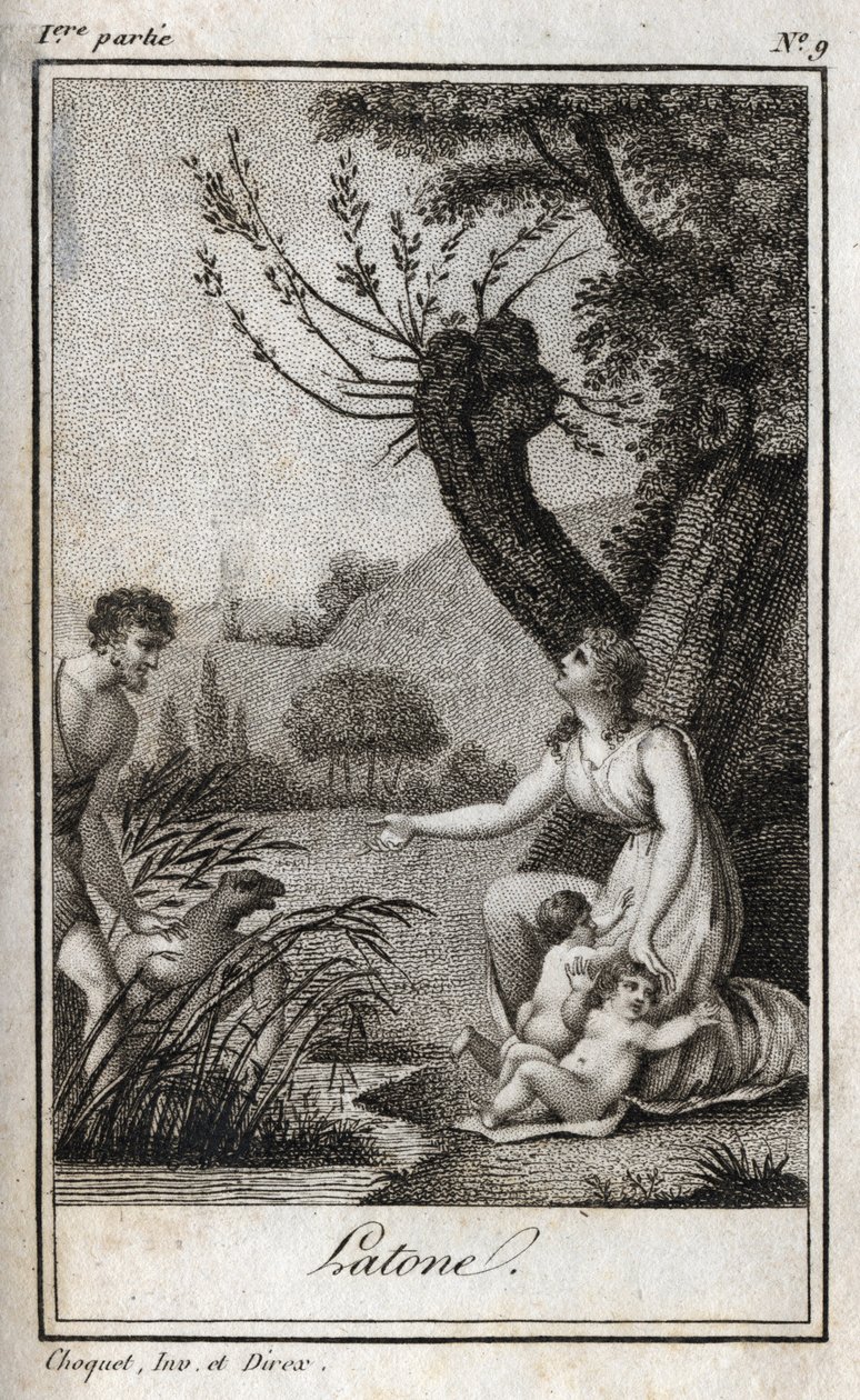 Leto, Letone, Latona. Gravur aus 1819 in „Lettres à Emilie sur la mythologie“ von Charles Albert Demoustier (1760-1801). Private Sammlung von Anonymous Anonymous