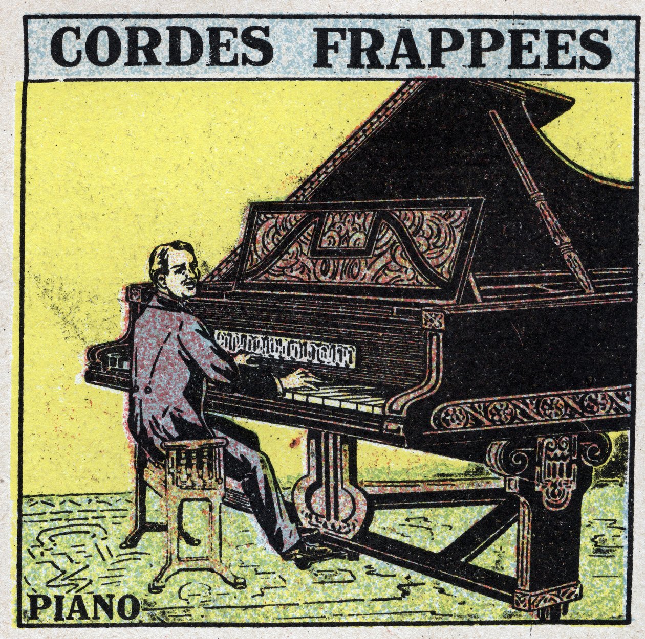 Musikinstrumente: geschlagene Saiteninstrumente. Ein Klavierspieler. Anonyme Illustration von 1925. Private Sammlung. von Anonymous Anonymous