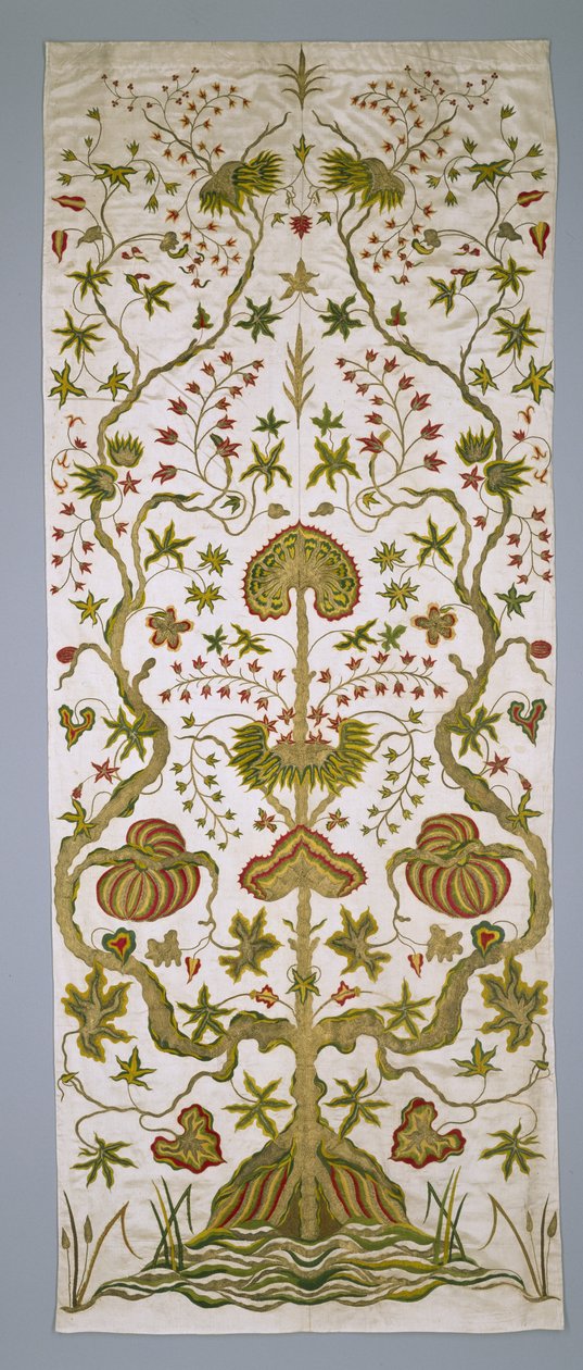 Paneel aus einem Satz Bettvorhänge, ca. 1705-25 von Anonymous Anonymous