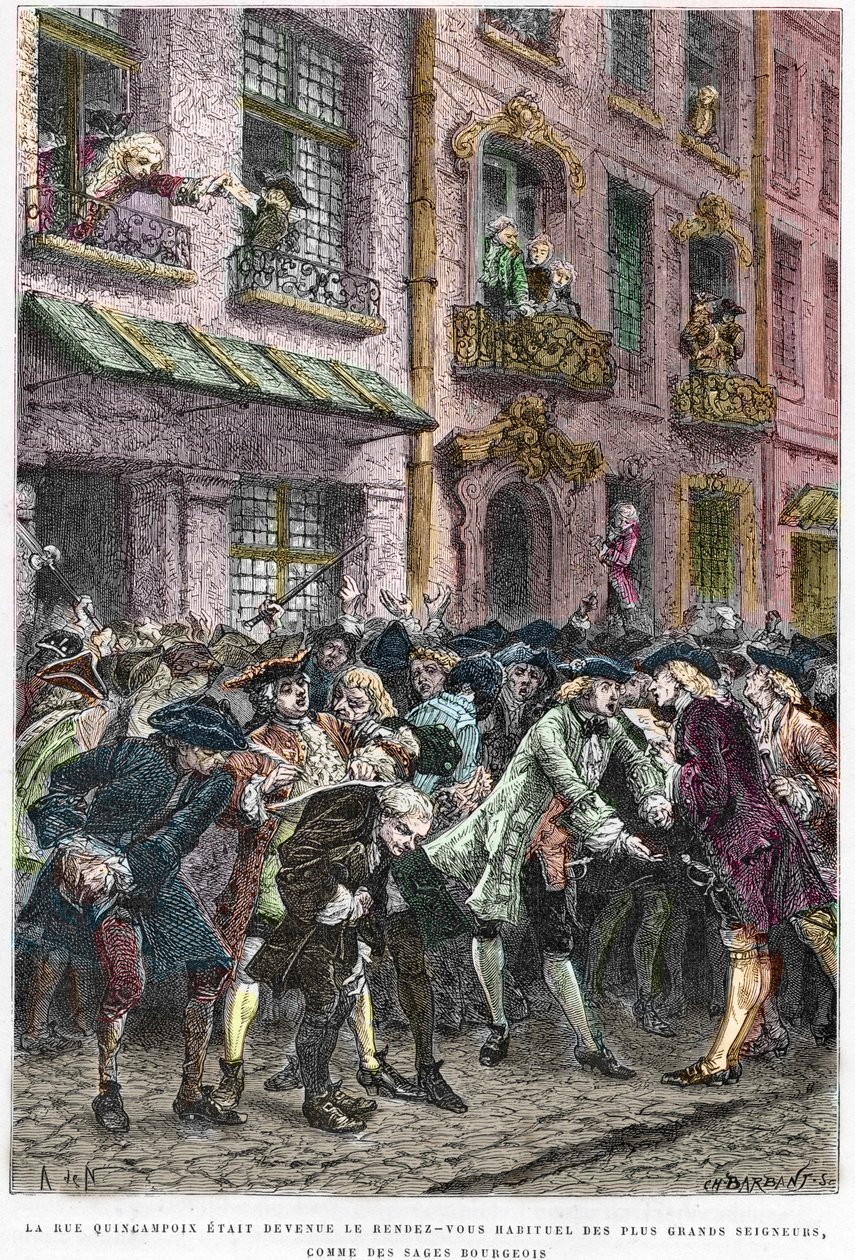Paris IV Arrondissement - La rue Quincampoix im Jahr 1720 zur Zeit des Systems von John Law (1671 - 1729) - „L