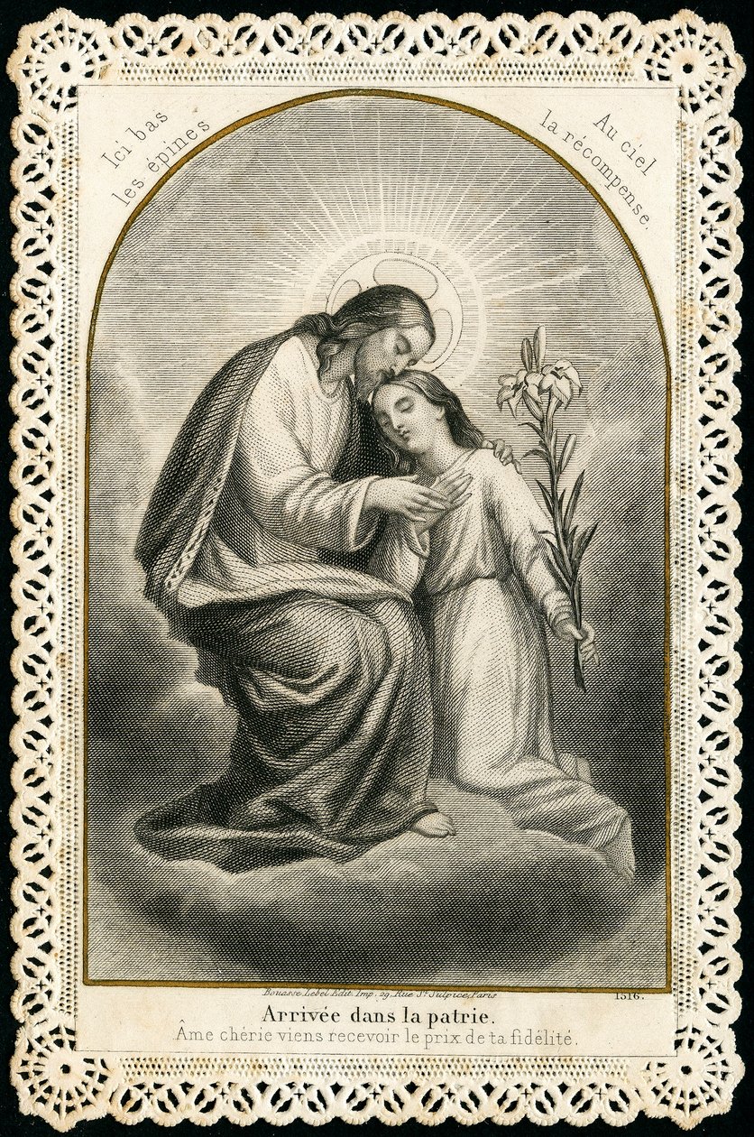 Andachtsbild: Jesus empfängt die Seelen der Gläubigen (Gravur) von Anonymous Anonymous