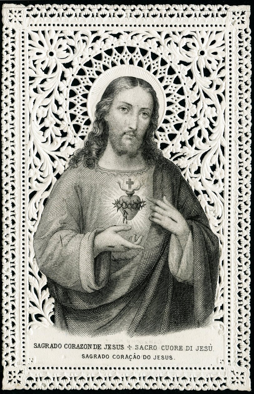 Andachtsbild: Jesus mit heiligem Herzen (Gravur) von Anonymous Anonymous