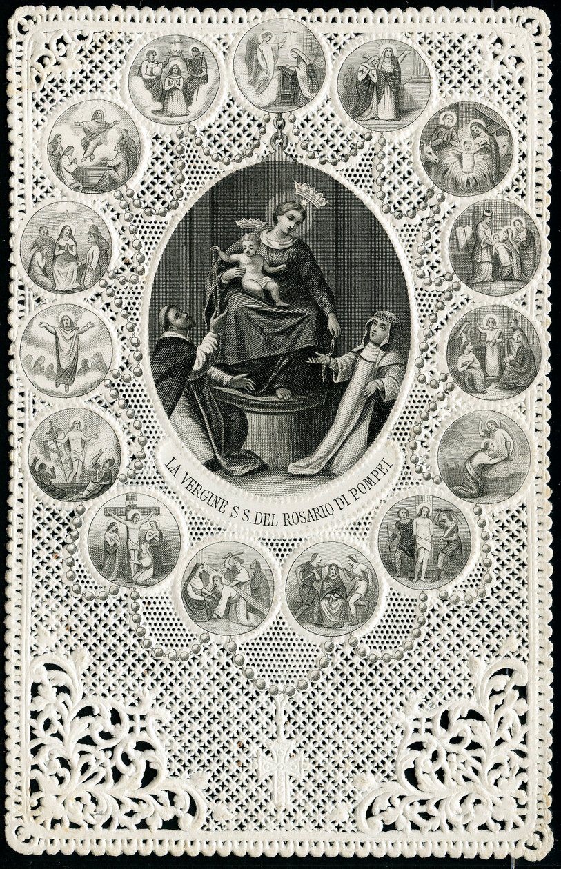 Andachtsbild: Unsere Liebe Frau vom Rosenkranz von Pompei (Stich) von Anonymous Anonymous