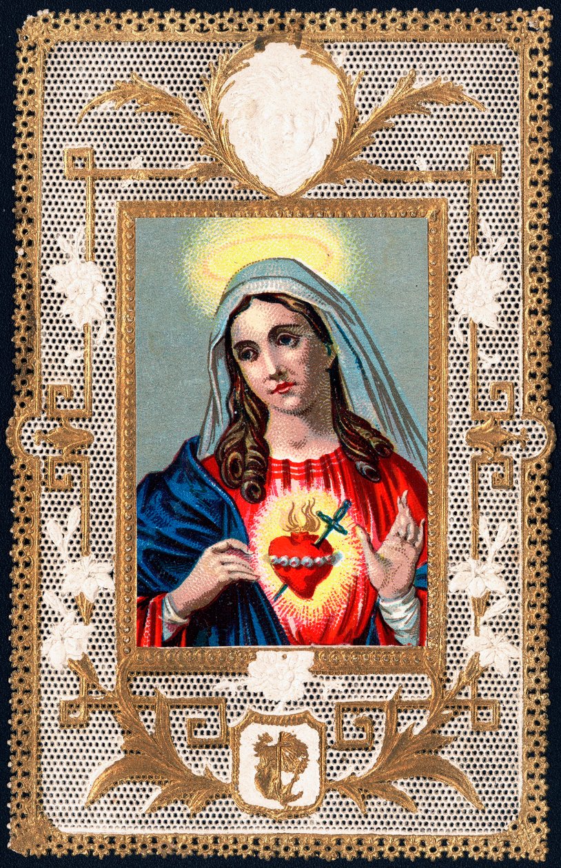 Andachtsbild: Schmerzhafte Muttergottes. Chromolithographie Anfang des 20. Jahrhunderts von Anonymous Anonymous