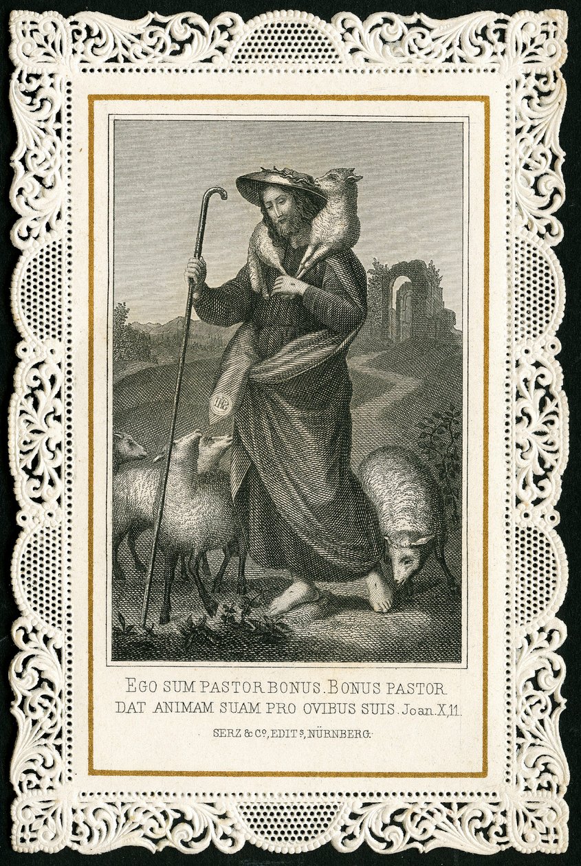 Andachtsbild: Der gute Hirte (Gravur) von Anonymous Anonymous