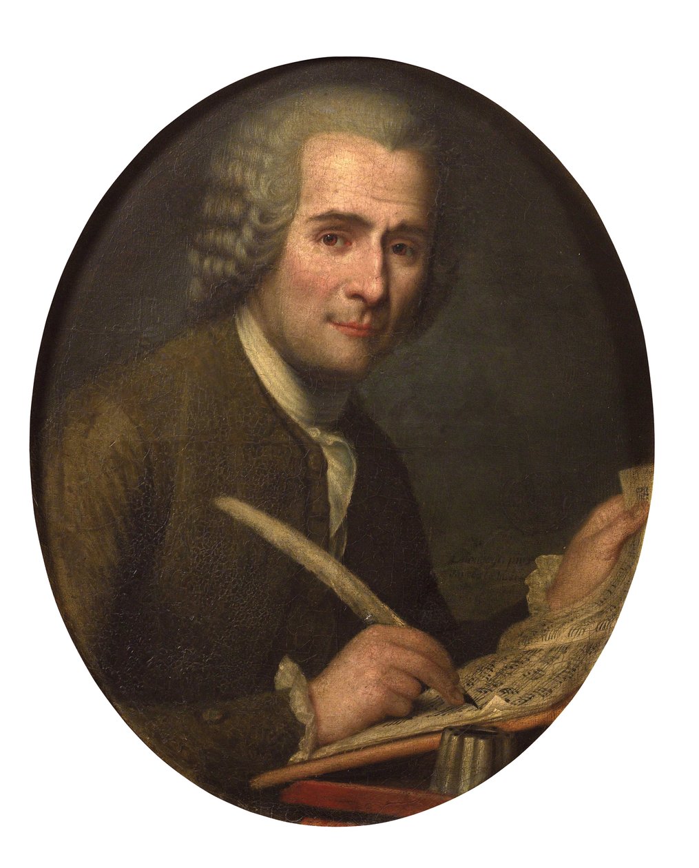Porträt von Jean-Jacques Rousseau, der ein Musikstück schreibt von Anonymous Anonymous
