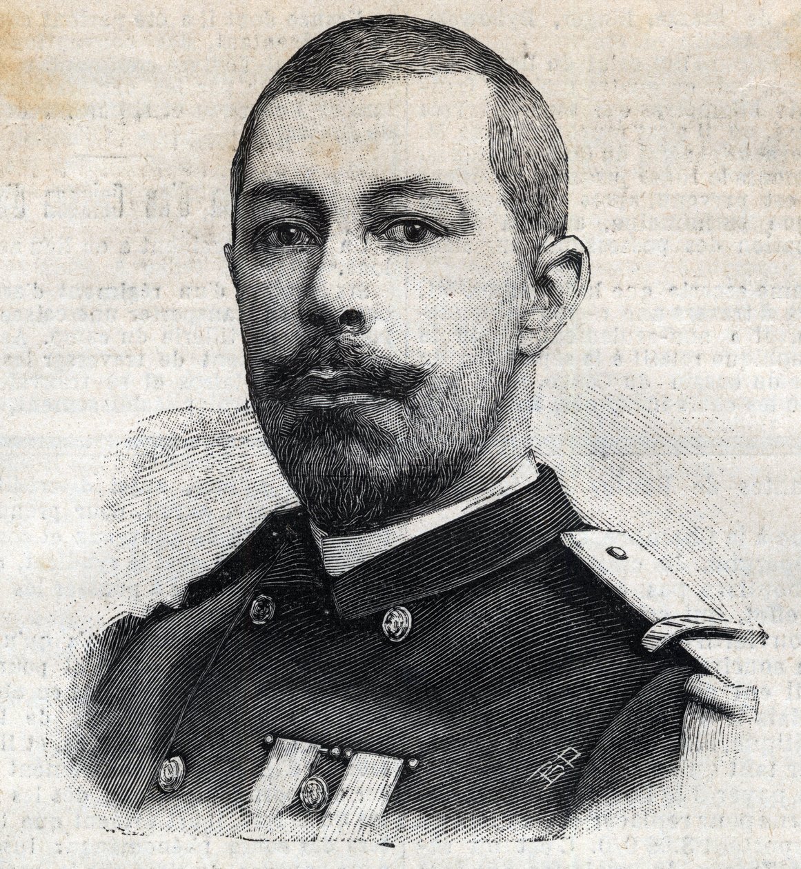 Porträt von Antoine Mizon (1853-1899), französischer Entdecker in Afrika. Gravur in "Le Petit Parisien" von Anonymous Anonymous