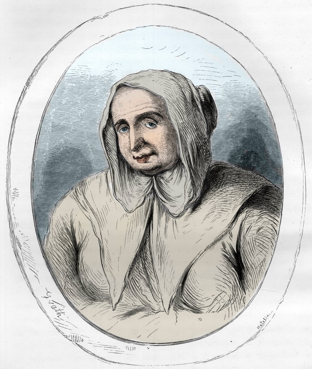 Porträt von Catherine Monvoisin (La Voisin) (1640-1680) - Affaire des poisons: Catherine Deshayes, Ehefrau Monvoisin und genannt La Voisin (1640-1680) - Gravur von 1863 in „Le Livre Rouge - Histoire De L