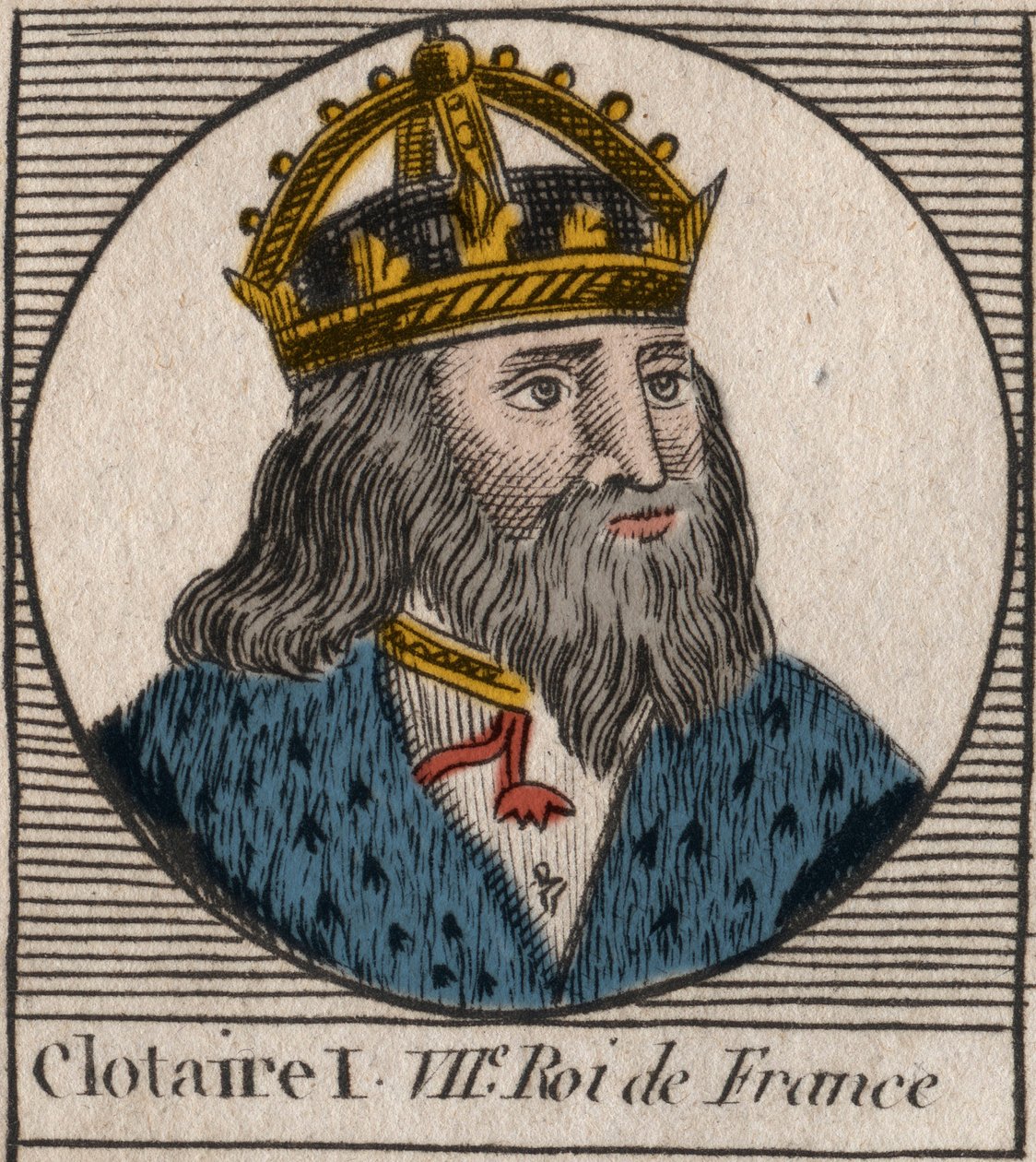 Porträt von Chlothar I. (497-561), König von Neustrien und König der Franken - Gravur aus „Instruction sur l