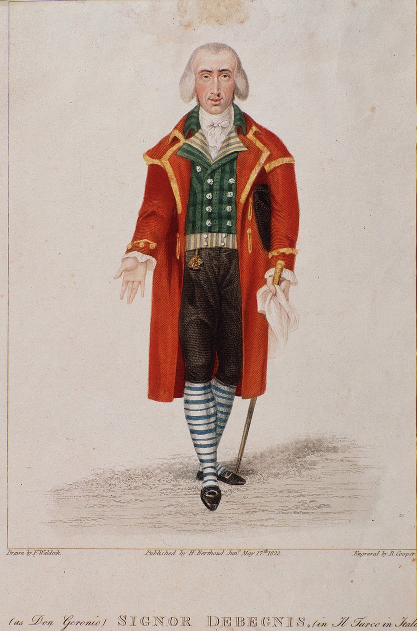 Porträt von Don Geronio interpretiert von Debegnis, Charakter aus Der Türke in Italien, Oper von Gioaccino Rossini von Anonymous Anonymous