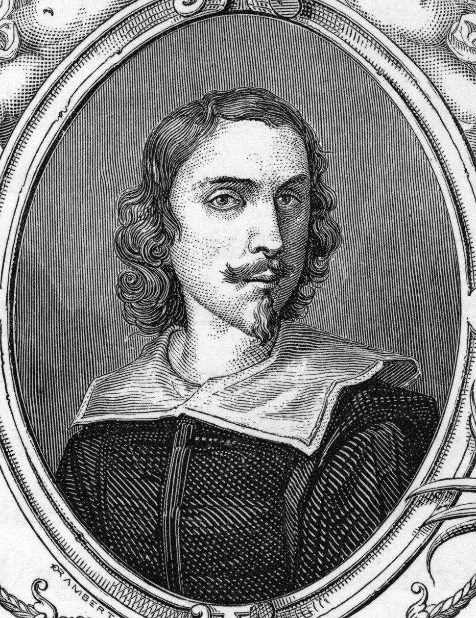 Porträt von Francesco Albani (1578-1660), genannt der Albaner, italienischer Maler. Gravur von 1859 in „Die Galerien Europas - Italien“ von Armengaud. Private Sammlung von Anonymous Anonymous