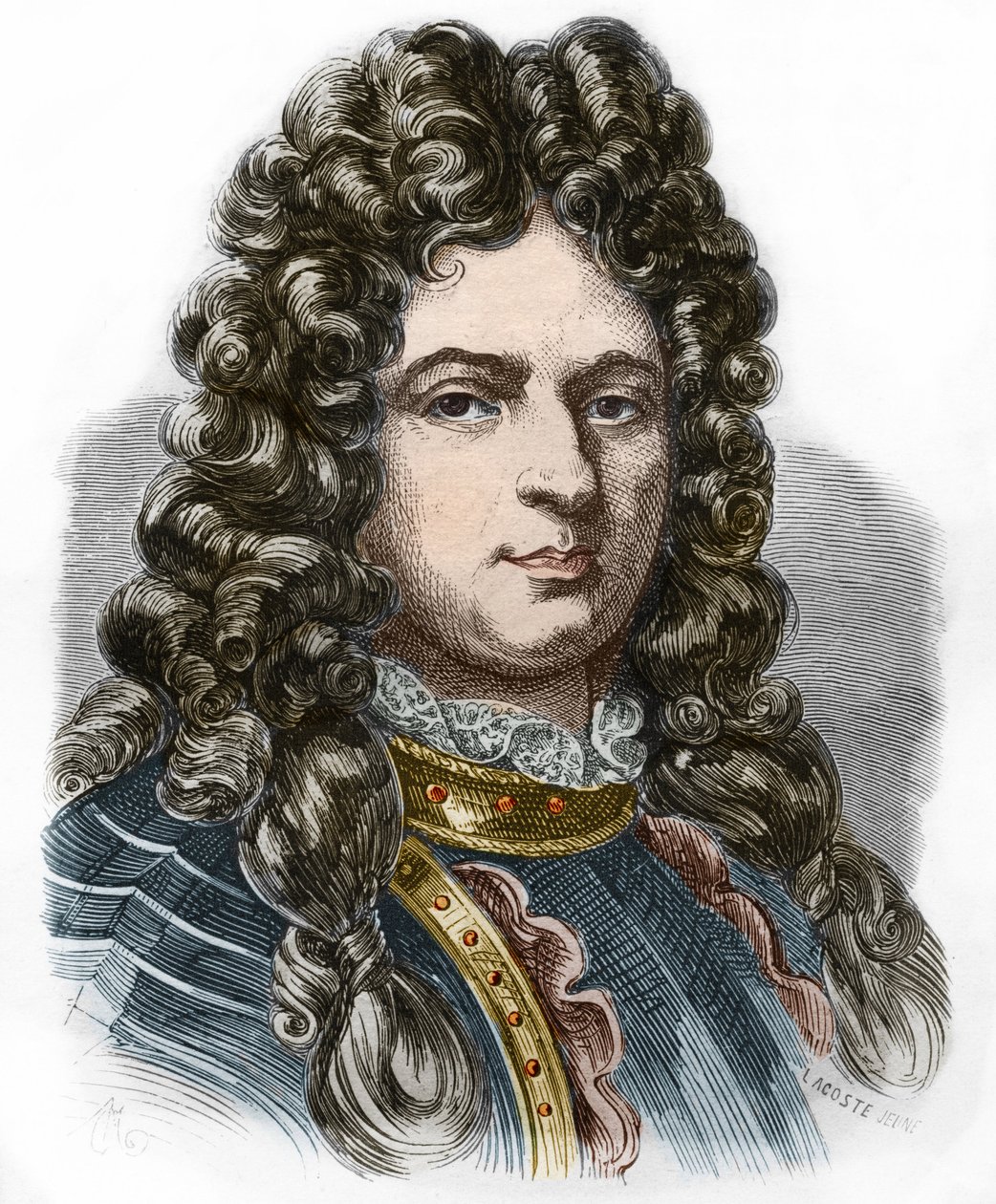 Porträt von Jean Bart (1650 - 1702), französischer Freibeuter. Gravur aus dem 19. Jahrhundert. Private Sammlung von Anonymous Anonymous