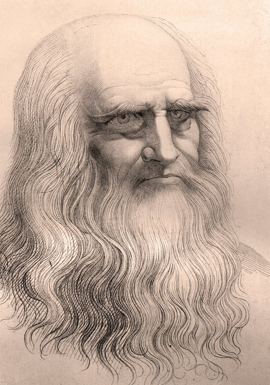 Porträt von Leonardo Da Vinci (1452-1519) nach seinem Selbstporträt. von Anonymous Anonymous
