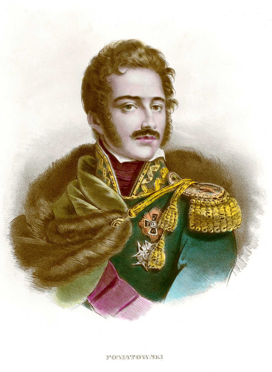 Porträt von Marschall Joseph (Jozef) Antoni Poniatowski (1763-1813), polnischer Offizier. Gravur des 19. Jahrhunderts, Privatbesitz von Anonymous Anonymous