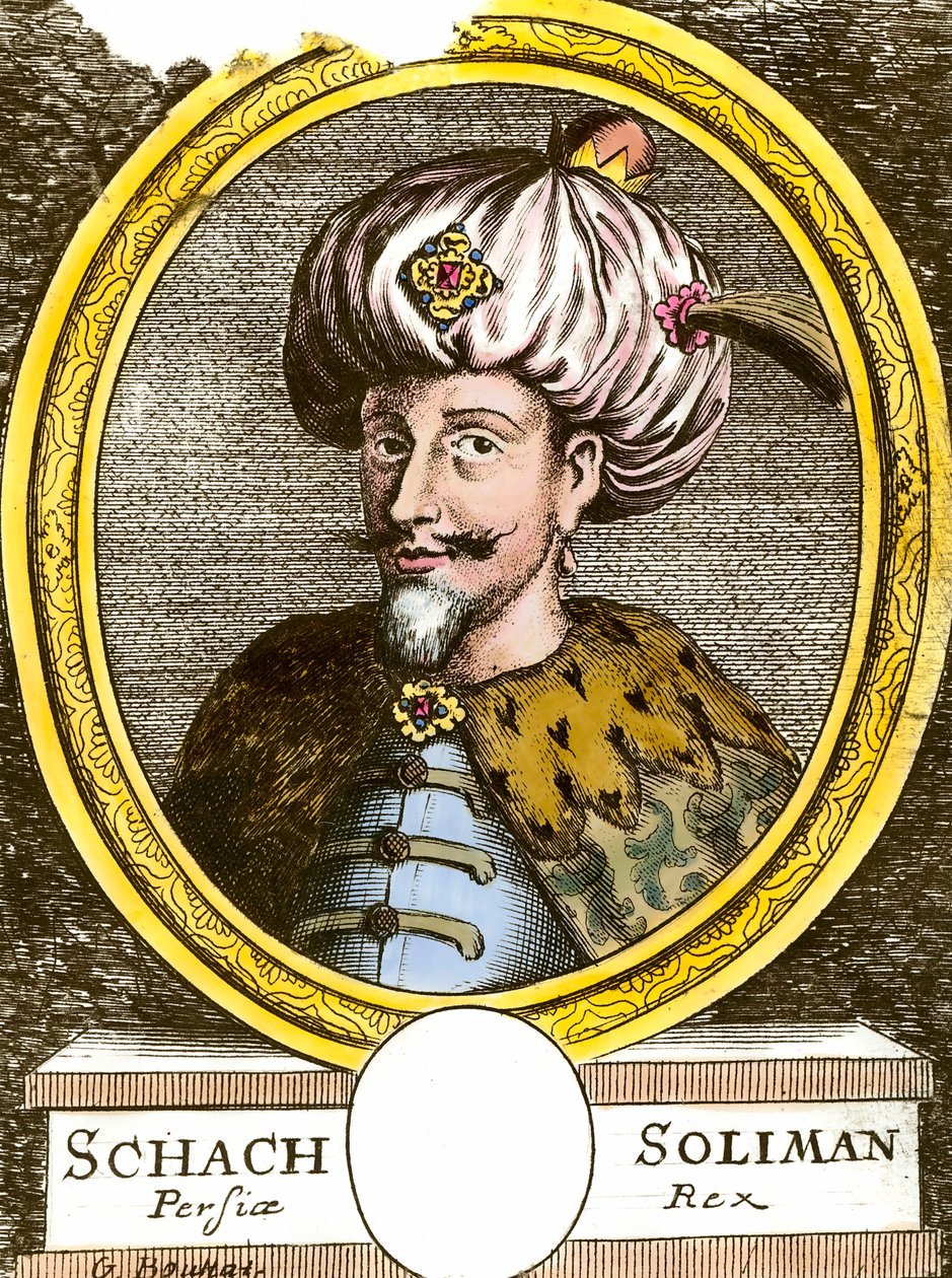 Porträt von Soliman (Suleyman) I. dem Prächtigen (1494-1566), Sultan des Osmanischen Reiches. Gravur des 18. Jahrhunderts. Privatsammlung von Anonymous Anonymous