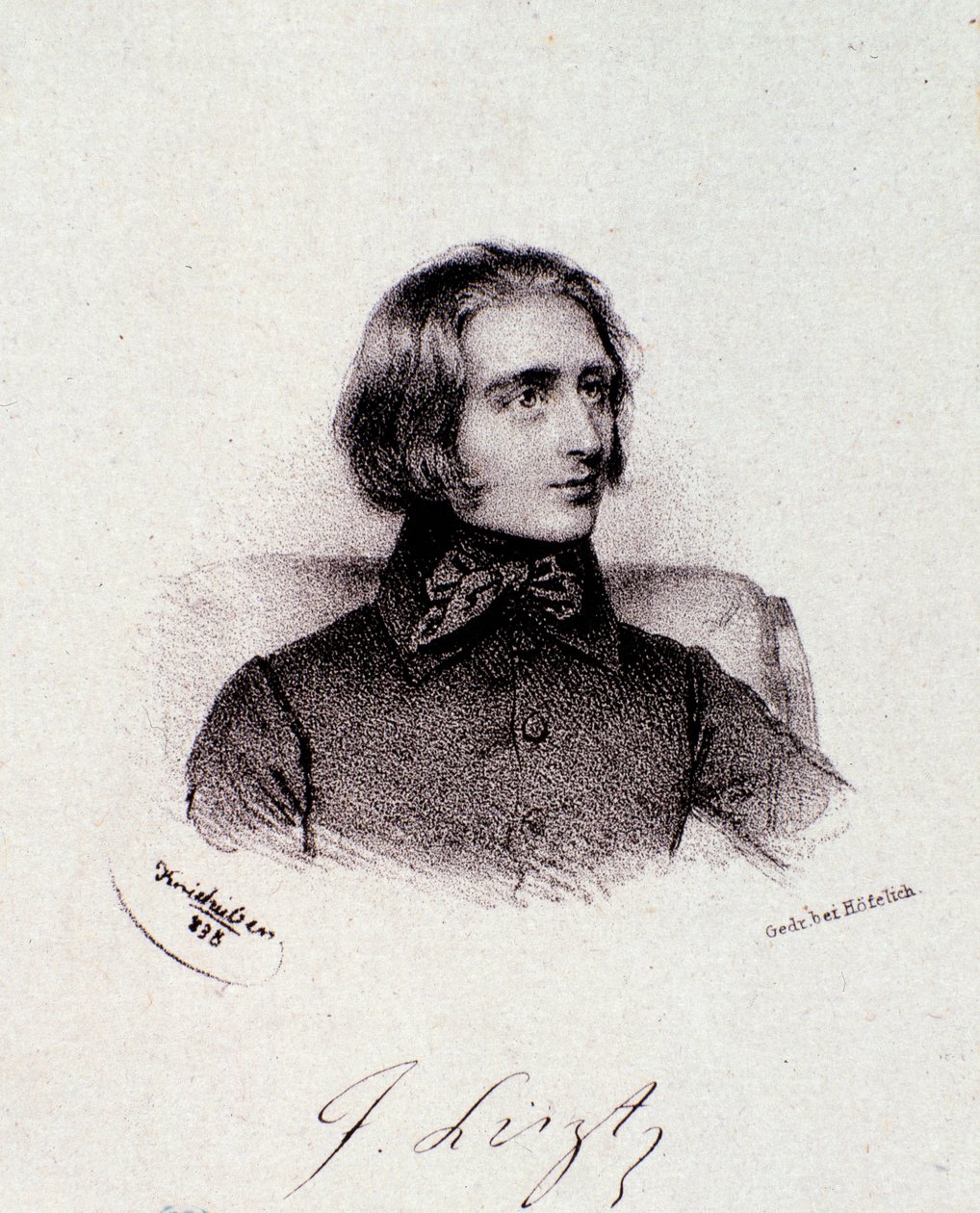 Porträt des ungarischen Komponisten Franz Liszt. Gravur. 19. Jahrhundert. Mailänder Privatsammlung von Anonymous Anonymous