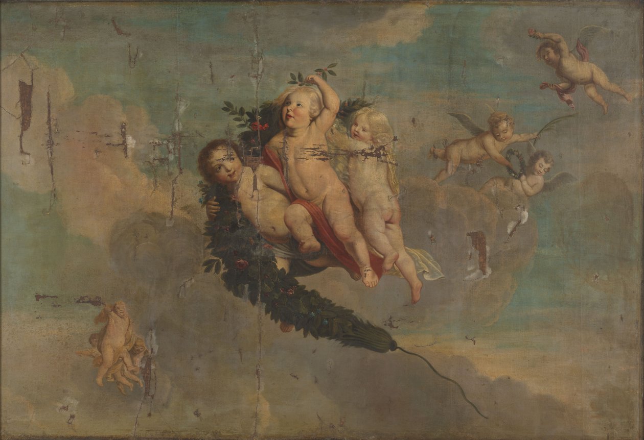 Putti mit einem Feston, um 1650 von Anonymous Anonymous
