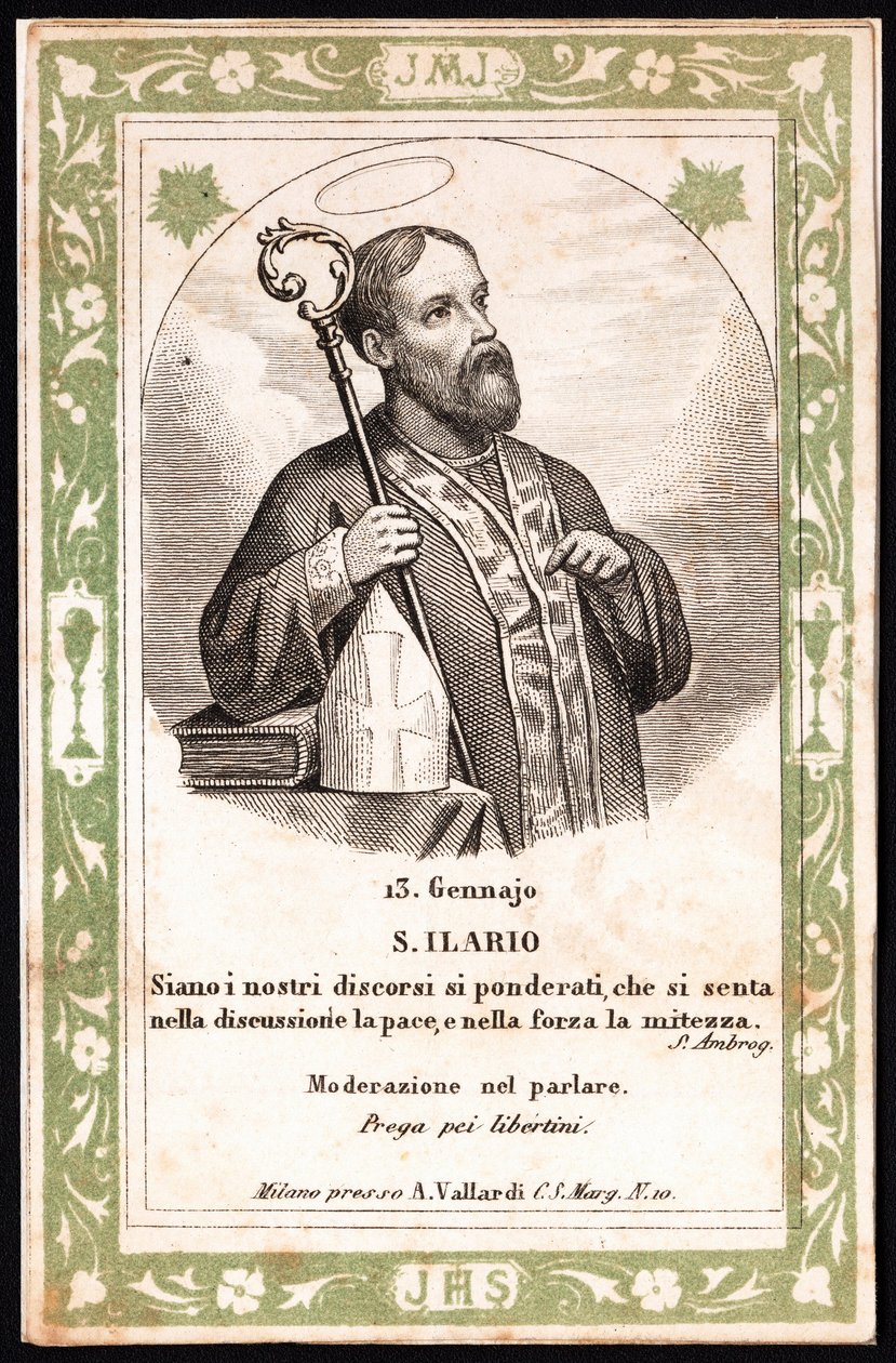 Darstellung des Heiligen Hilarius. Andachtsbild. Postkarte. Anfang des 20. Jahrhunderts von Anonymous Anonymous