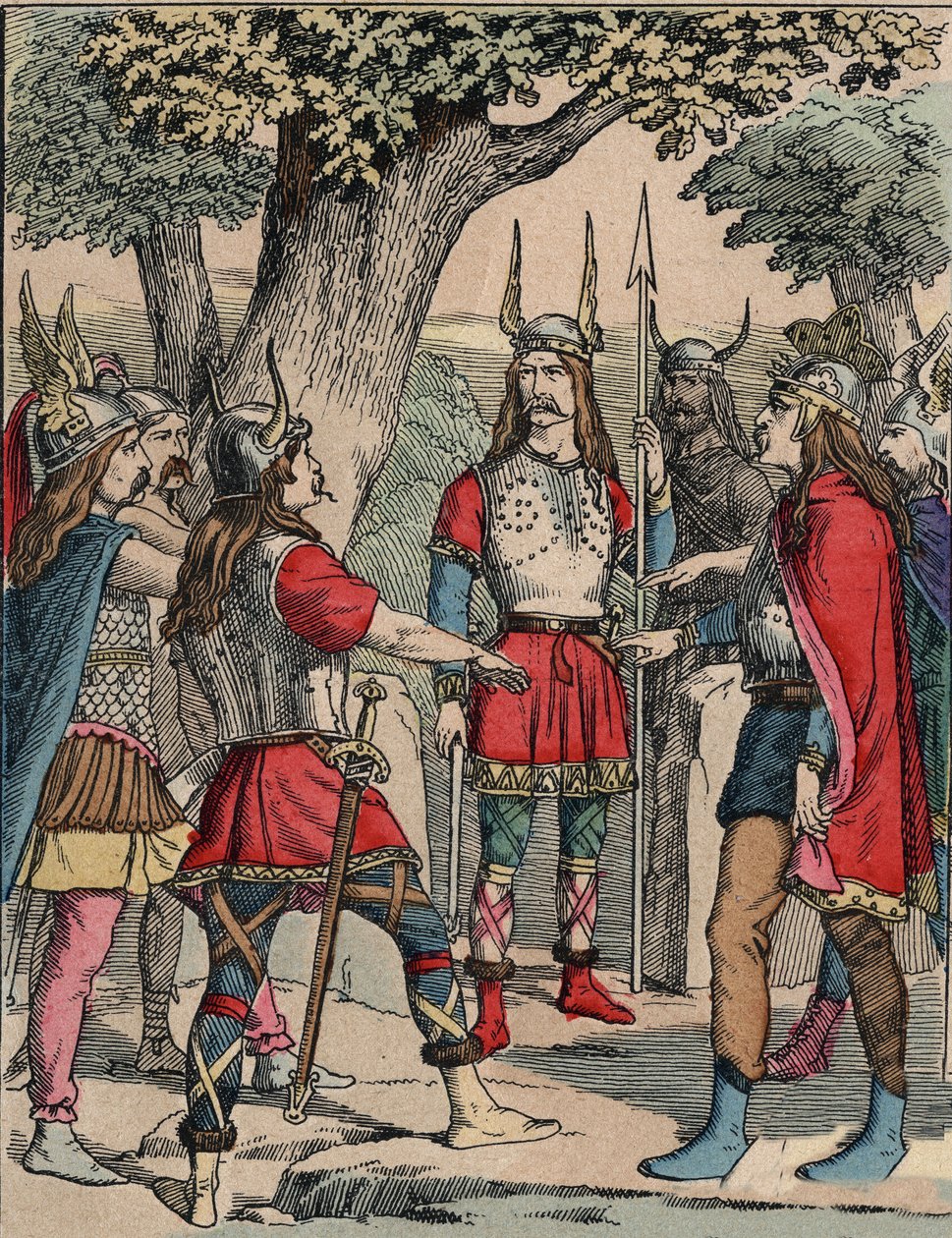 Darstellung von Vercingetorix (ca. 80-46 v. Chr.) Krieger und gallischer Anführer des Arvernerstammes, der von seinem Volk ausgewählt wurde, um den Krieg gegen die Römer zu führen von Anonymous Anonymous