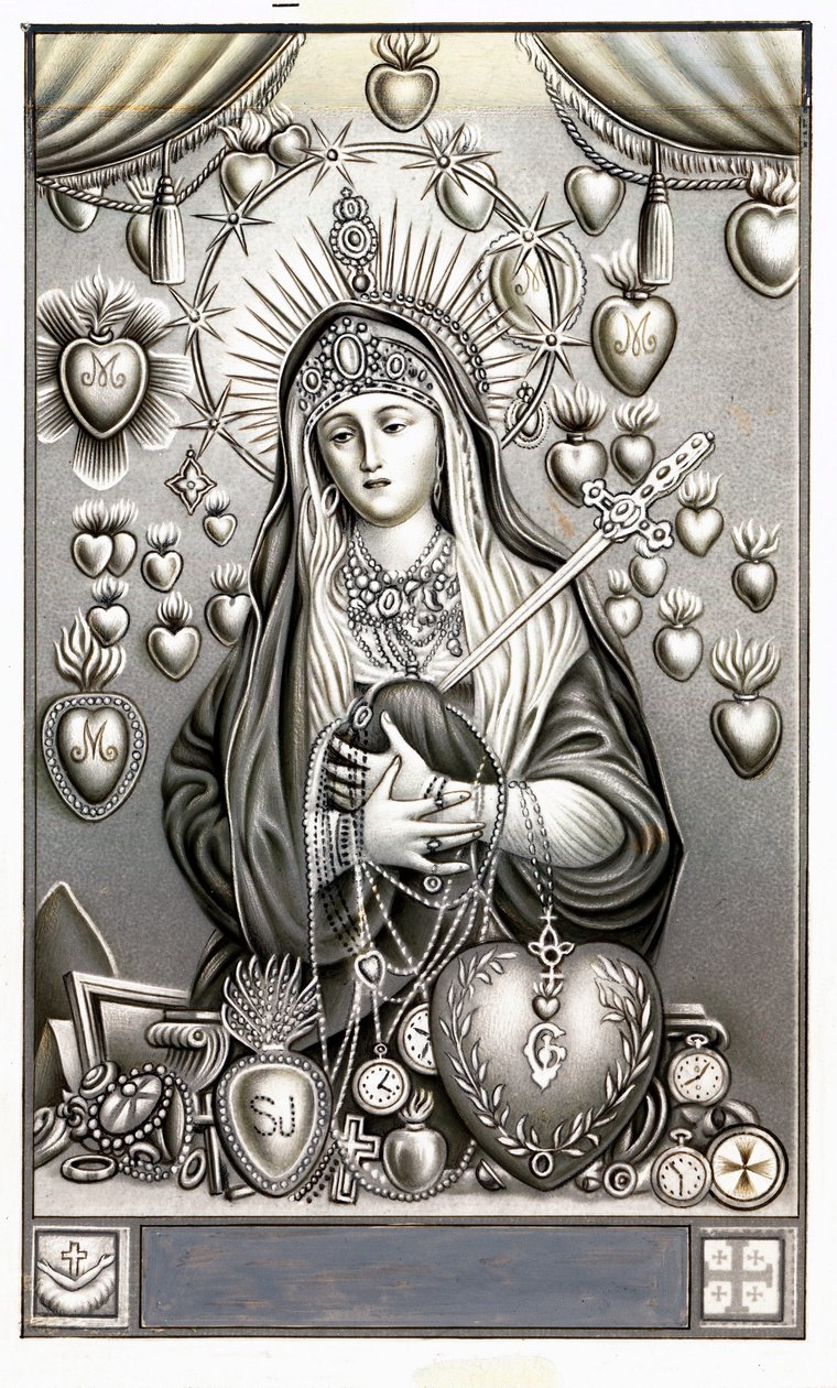 Darstellung der Schmerzensmutter, Mater Dolorosa. Andachtsbild. Anfang des 20. Jahrhunderts. Private Sammlung von Anonymous Anonymous