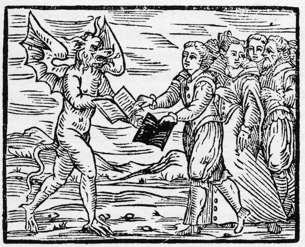 Satan präsentiert Anhängern ein schwarzes Buch im Austausch gegen das Buch der Evangelien - 