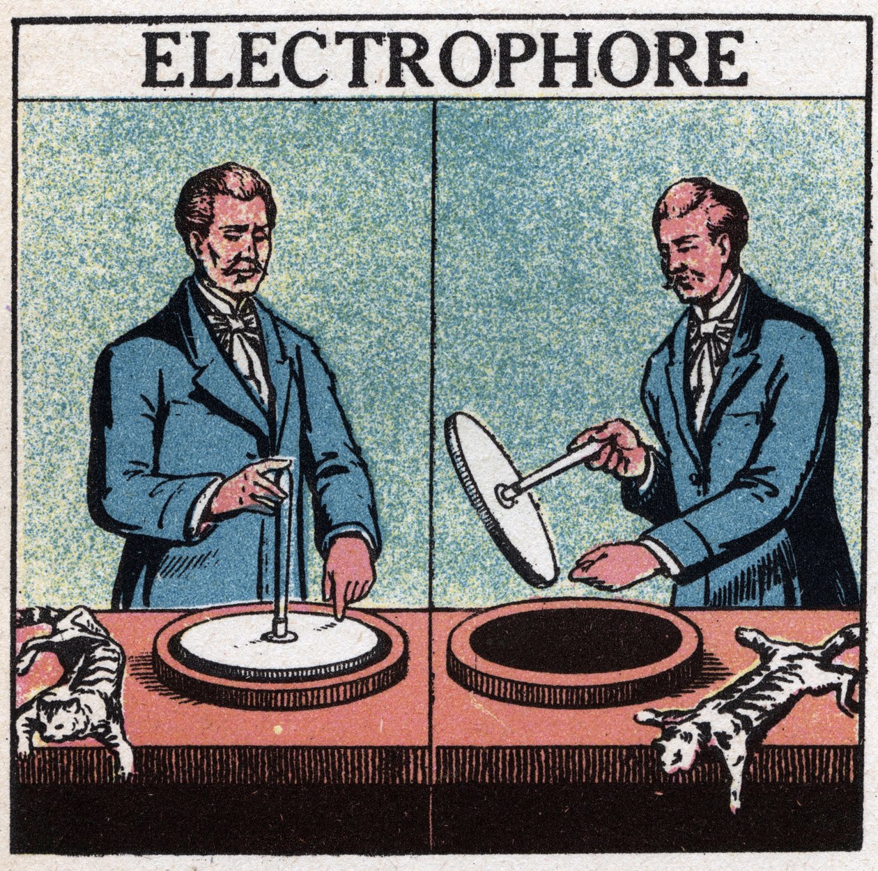 Statische Maschinen: Elektrophorus. Anonyme Illustration von 1925. Private Sammlung. von Anonymous Anonymous