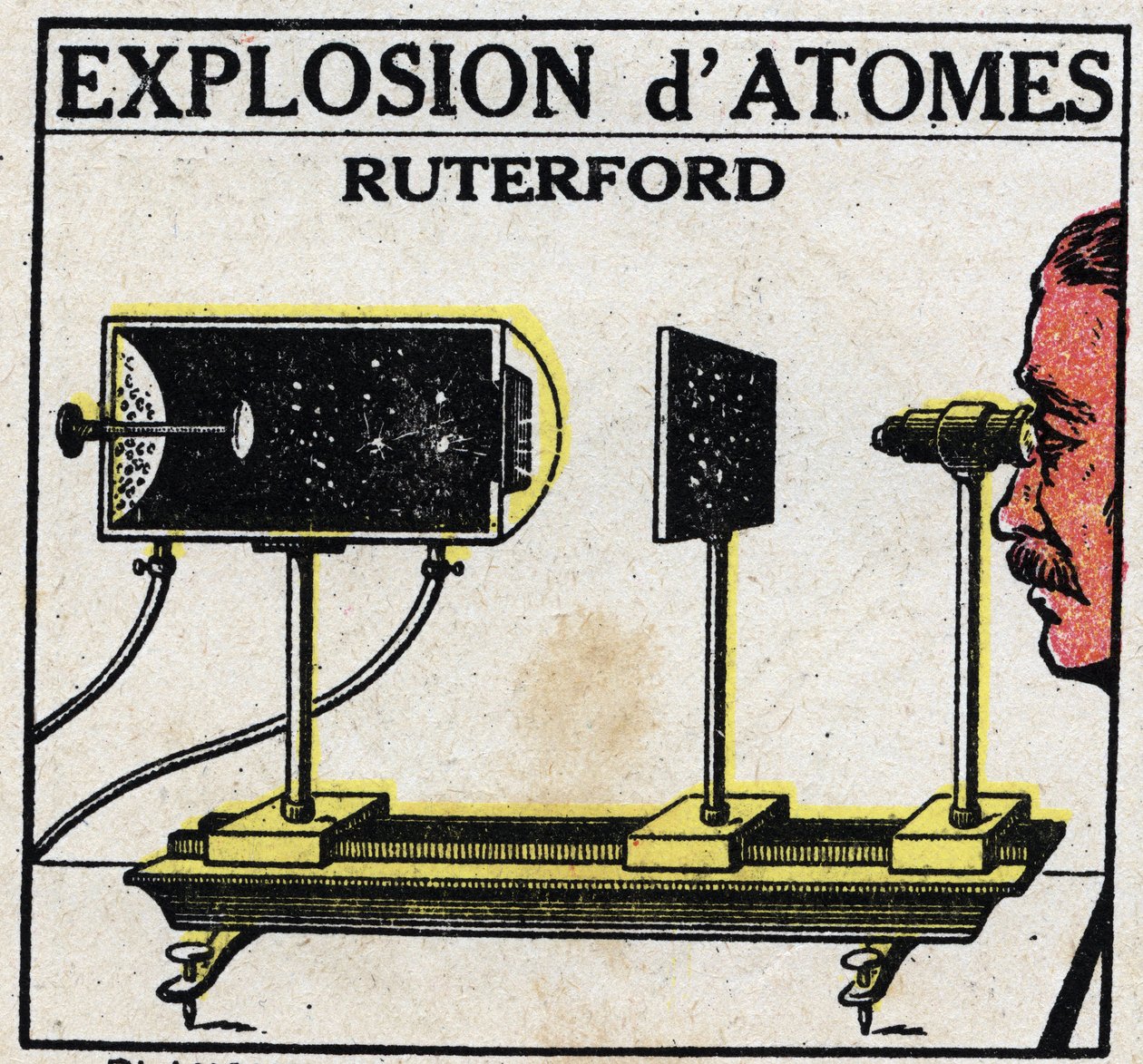 Das Atom und die Wissenschaft: Explosion von Atomen durch Ernest Rutherford. Anonyme Illustration von 1925. Private Sammlung. von Anonymous Anonymous