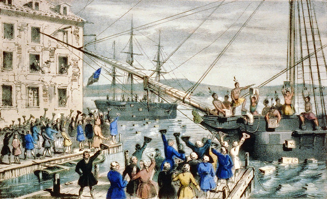 Die Boston Tea Party: Zerstörung des Tees im Hafen von Boston von Anonymous Anonymous