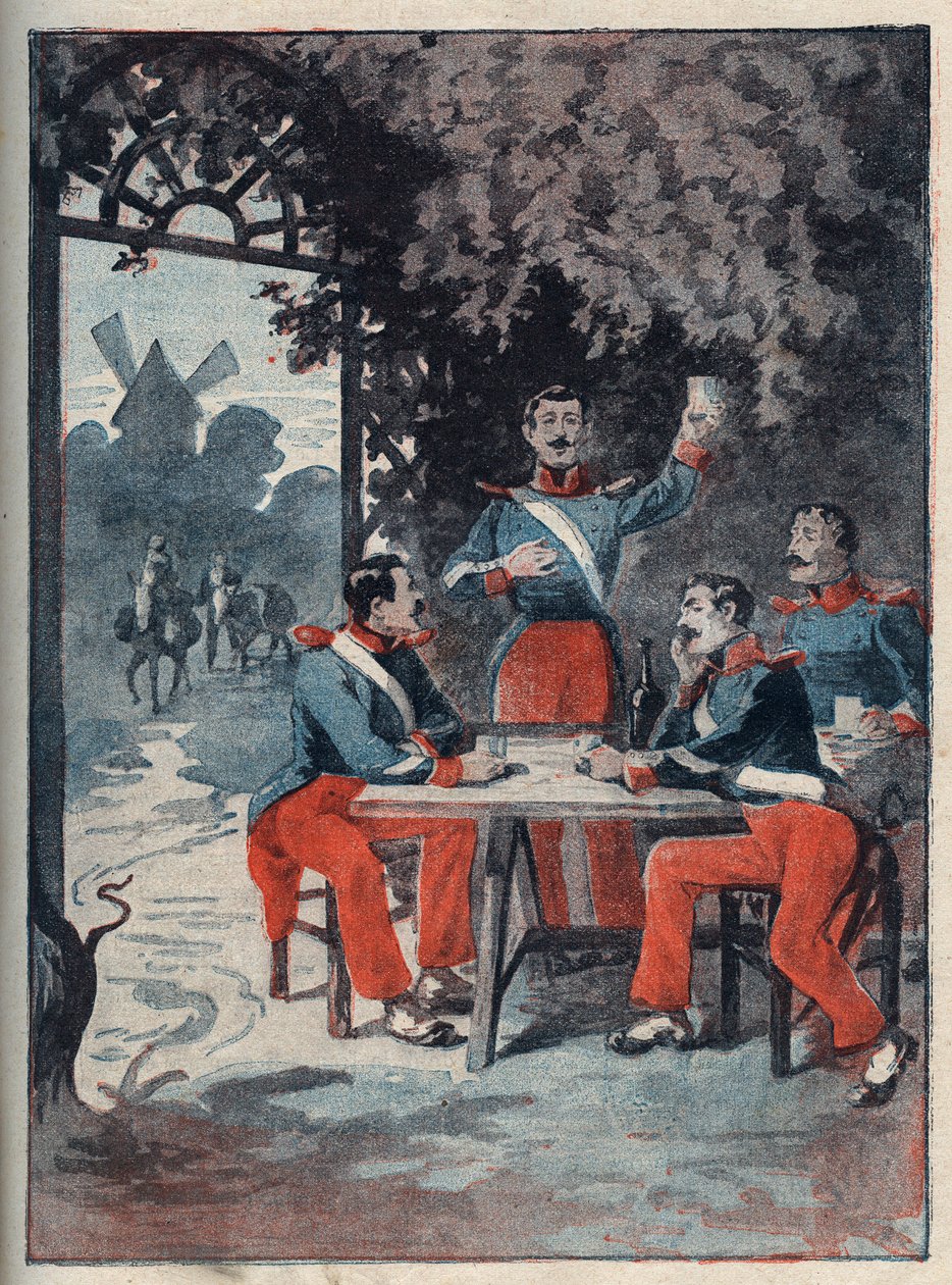Die vier Sergeanten von La Rochelle, die unter der Restauration beschuldigt wurden, die Monarchie stürzen zu wollen, und 1822 guillotiniert wurden von Anonymous Anonymous