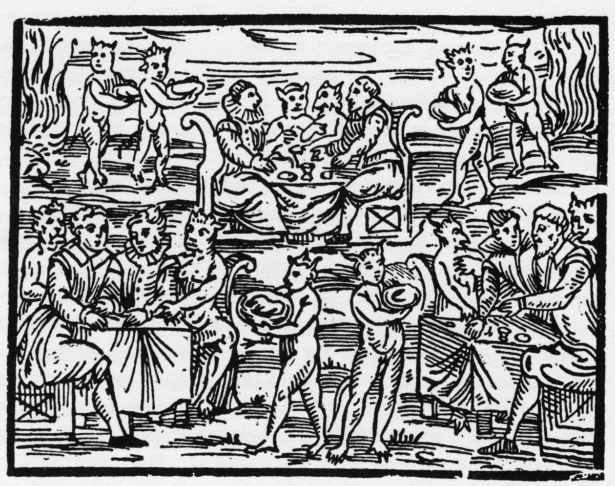 Das Mahl der Hexen am Sabbat - „Compendium Maleficarum“, behandelt Hexen, ihre Bosheit und ihre Zauberei von Francesco Maria Guazzo (1608) Private Sammlung von Anonymous Anonymous