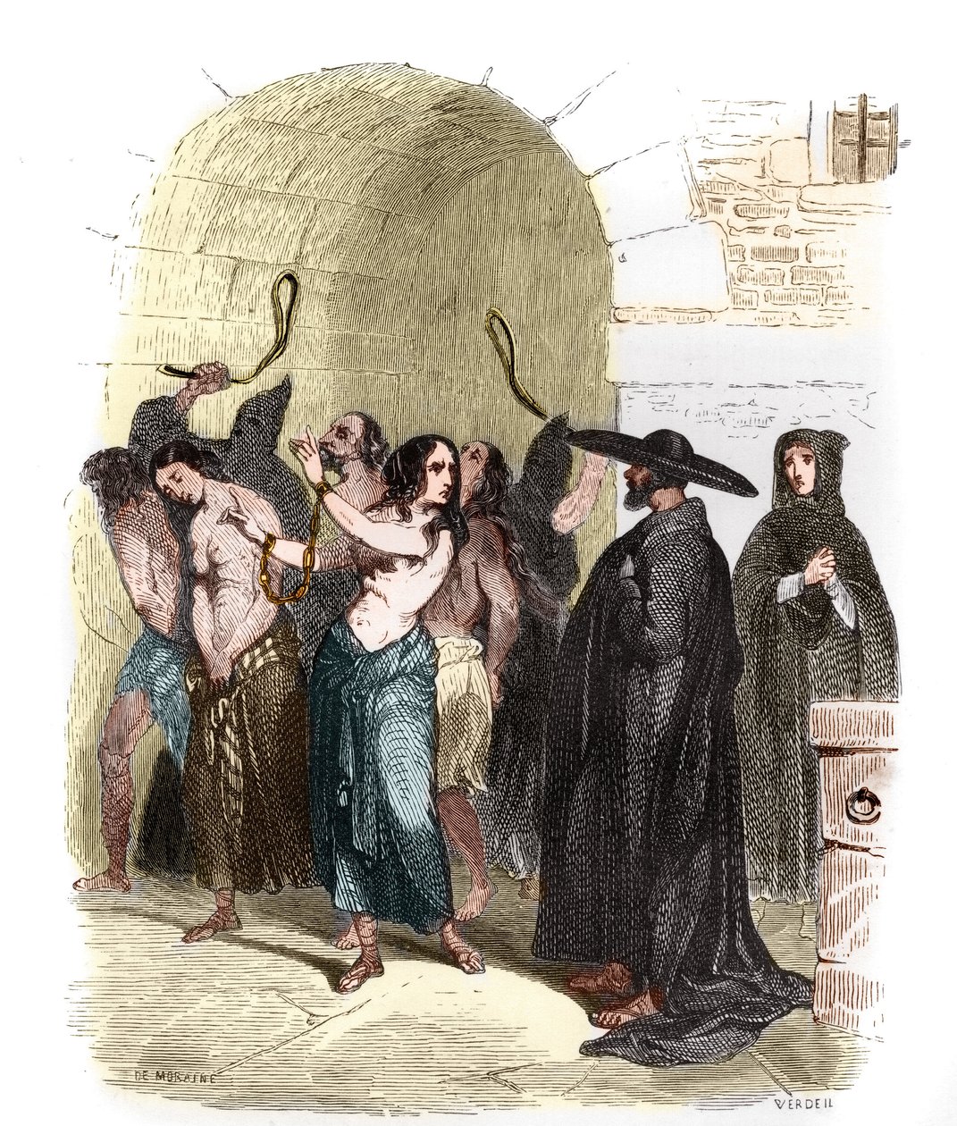 Folter während der Inquisition in Spanien im 16. Jahrhundert: Frauen, die zur Strafe der Auspeitschung verurteilt wurden. von Anonymous Anonymous