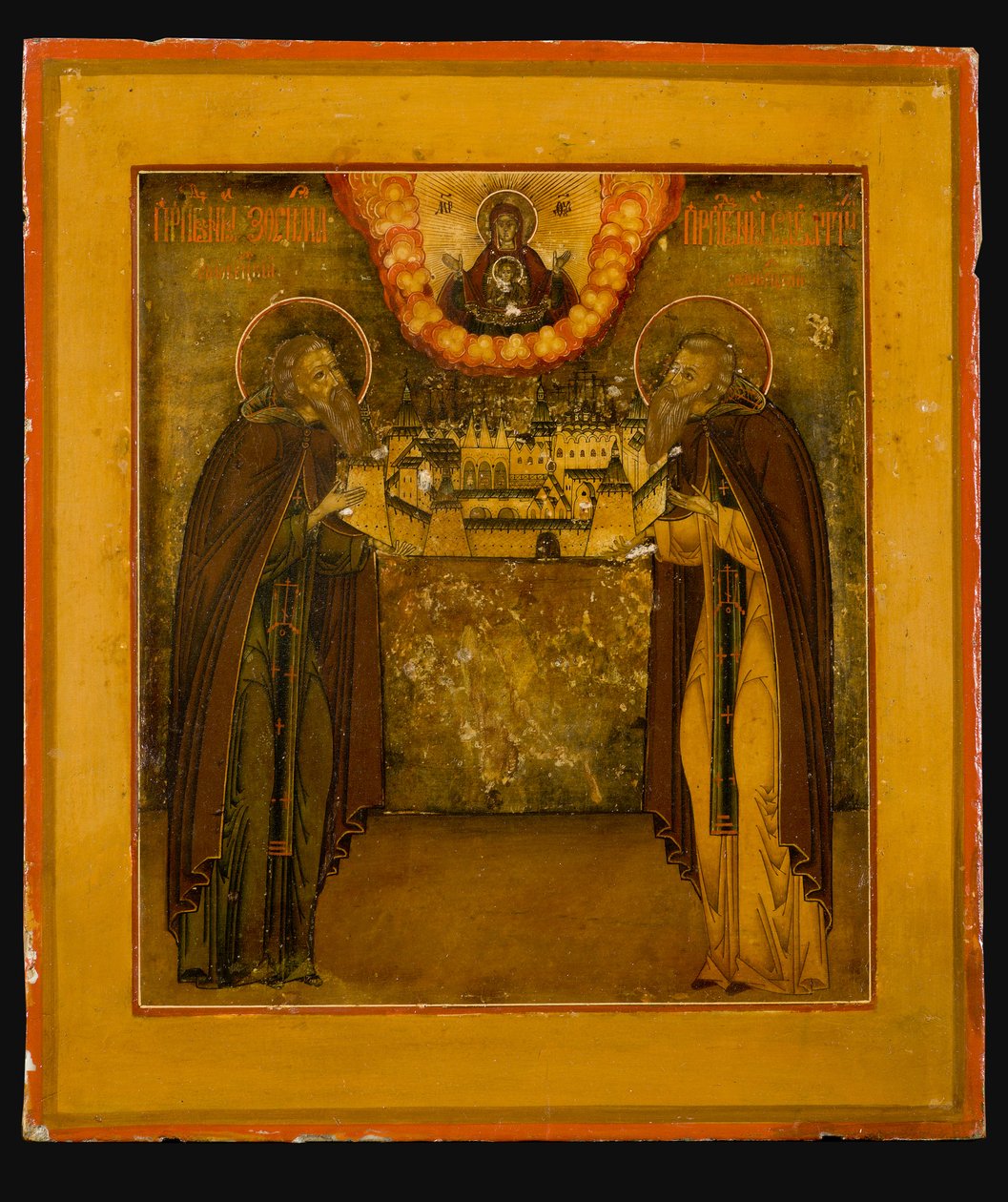 Heilige Zosima und Savvatiy von Solovki, Spätes 18. Jahrhundert von Anonymous Russian icon painter