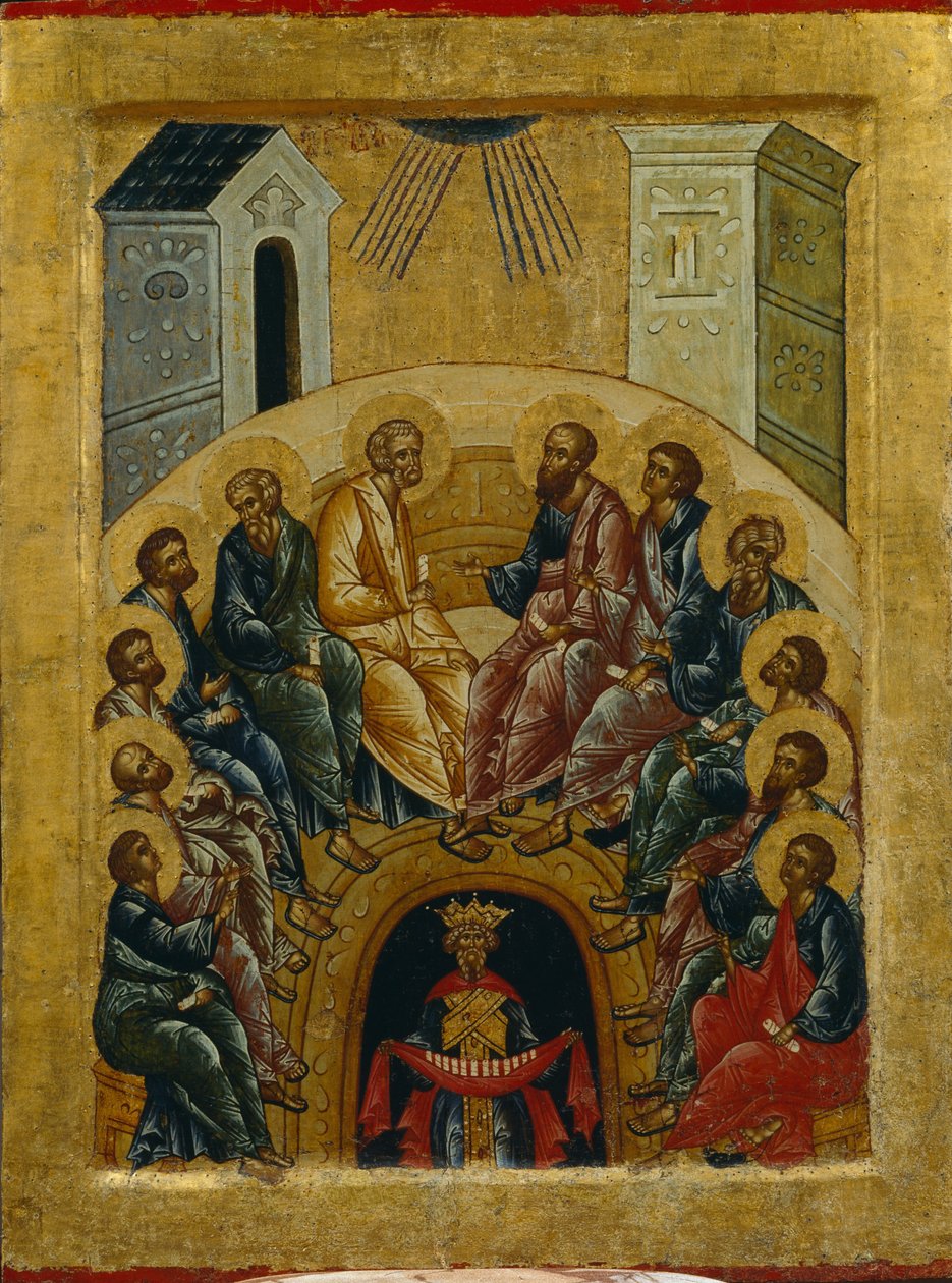 Die Herabkunft des Heiligen Geistes, 1497 von Anonymous Russian icon painter