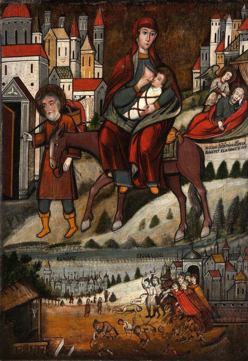 Die Flucht nach Ägypten, frühes 17. Jahrhundert von Anonymous Russian icon painter
