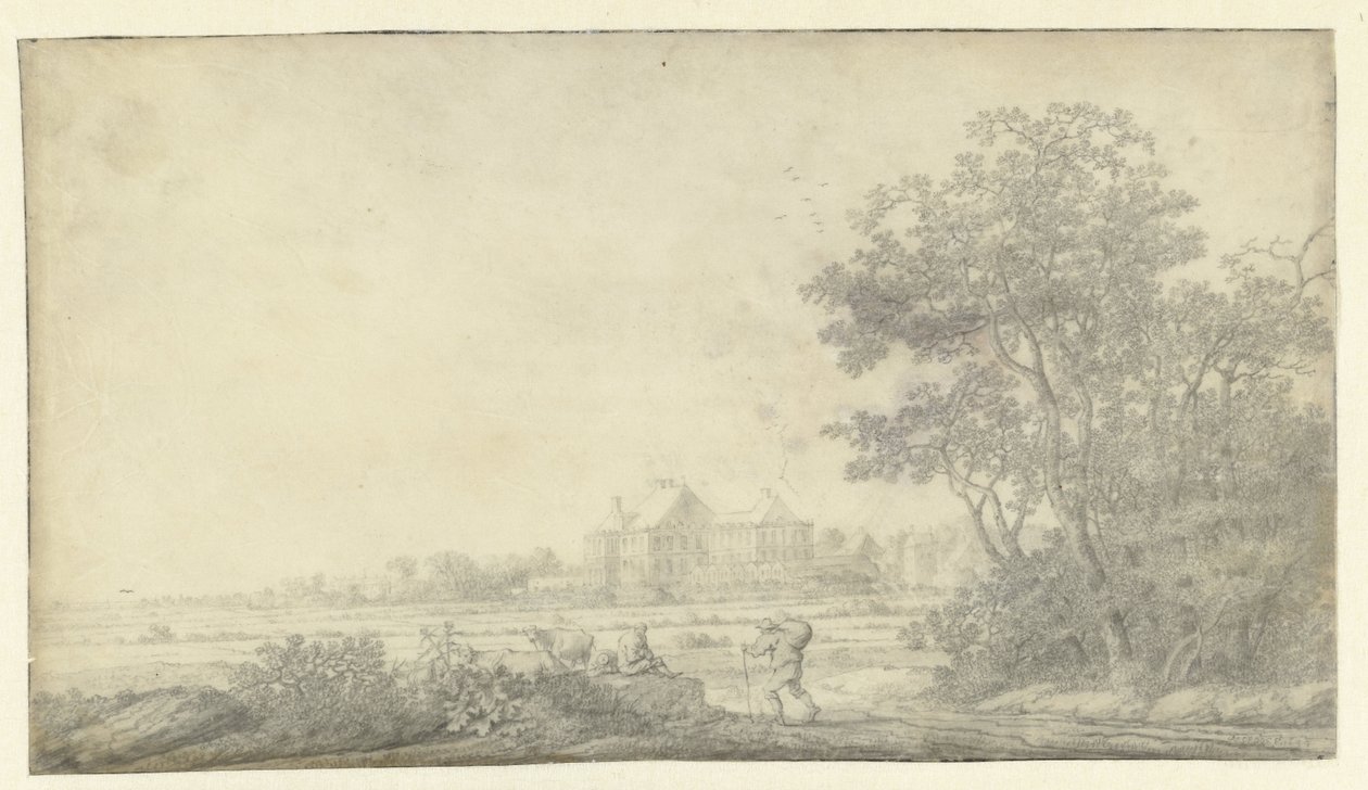 Ansicht von Huis ter Nieuburch, Rijswijk, von Osten gesehen von Anthonie Jansz. van der Croos