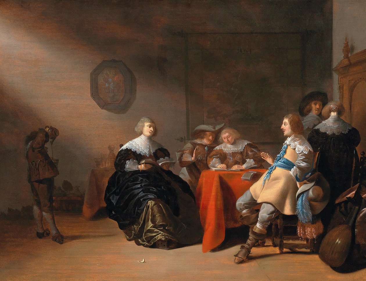 Innenansicht mit Gesellschaft am Tisch von Anthonie Palamedesz.