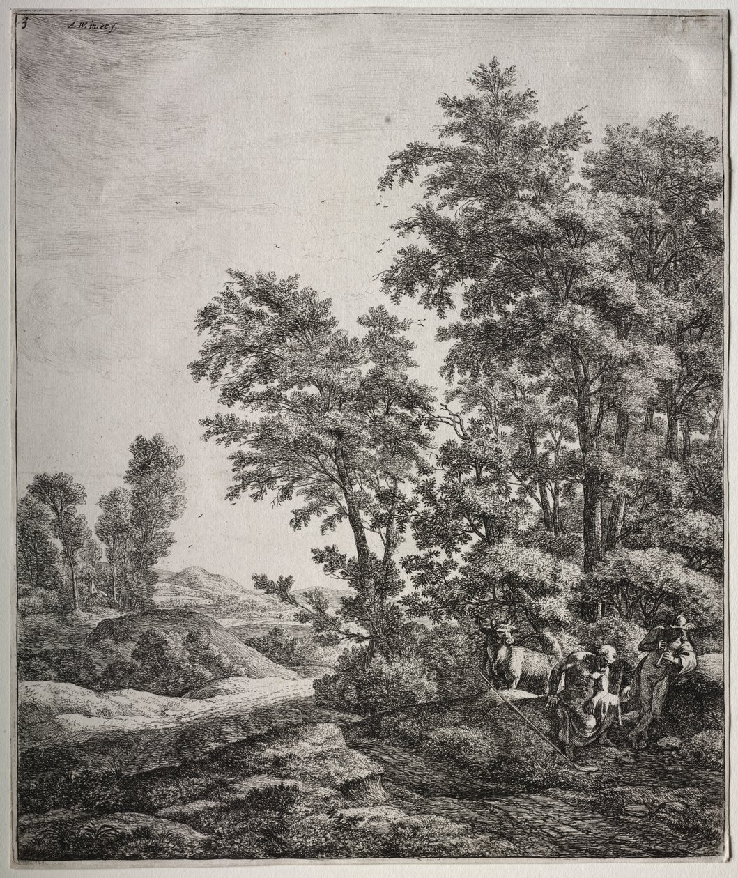 Sechs große aufrechte Landschaften mit Szenen aus Ovids Metamorphosen: Merkur und Argus von Anthonie Waterloo