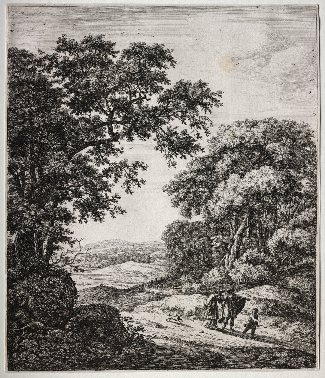 Sechs große aufrechte Landschaften mit Szenen aus dem Alten Testament: Abraham verabschiedet Hagar und Ismael von Anthonie Waterloo