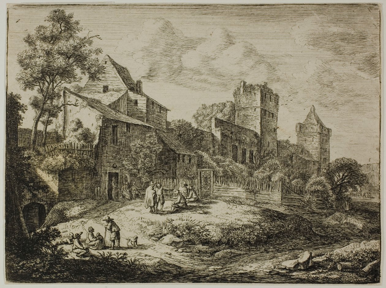 Der Hof vor dem Gasthof, aus Zwölf Landschaften von Anthonie Waterloo