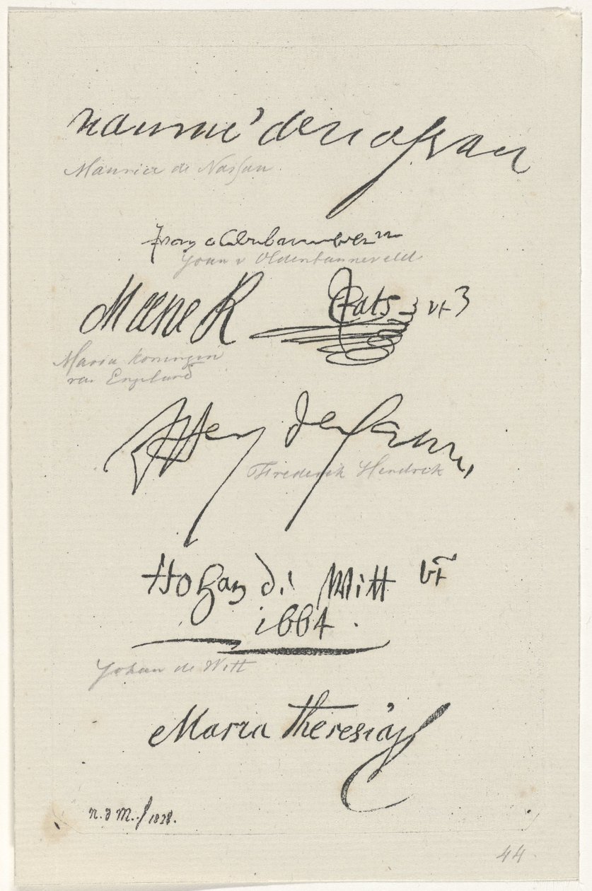 Verschiedene Faksimiles von Unterschriften von Anthonie Willem Hendrik Nolthenius de Man