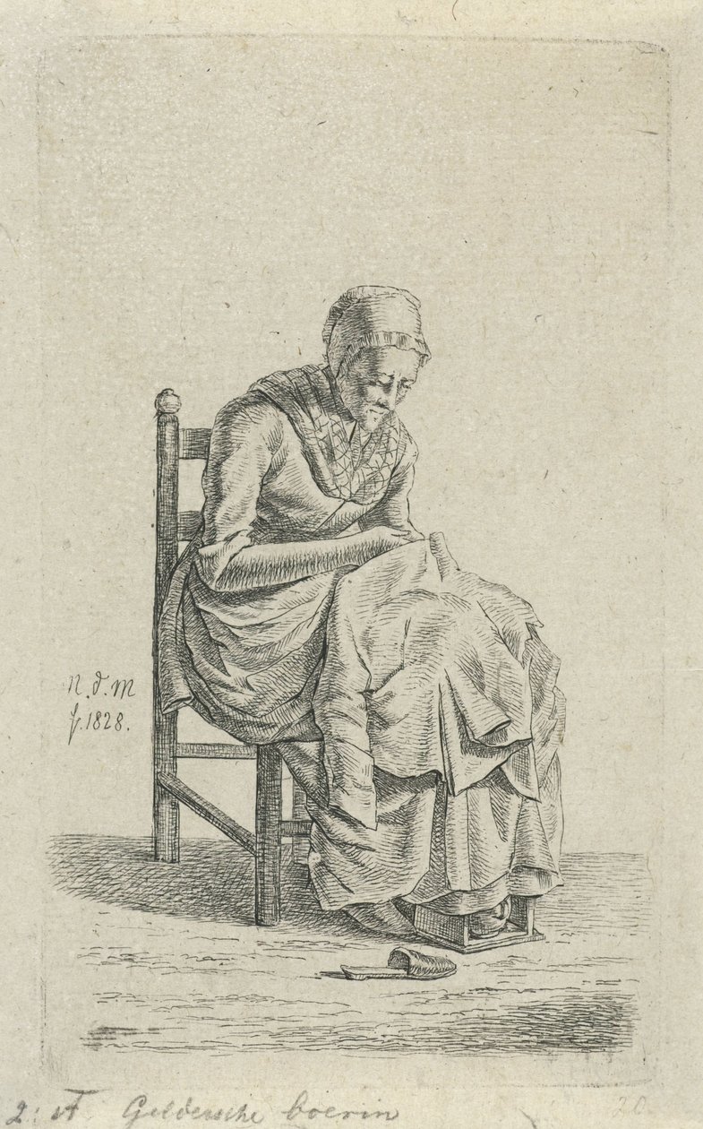 Nähende Frau auf einem Stuhl von Anthonie Willem Hendrik Nolthenius de Man